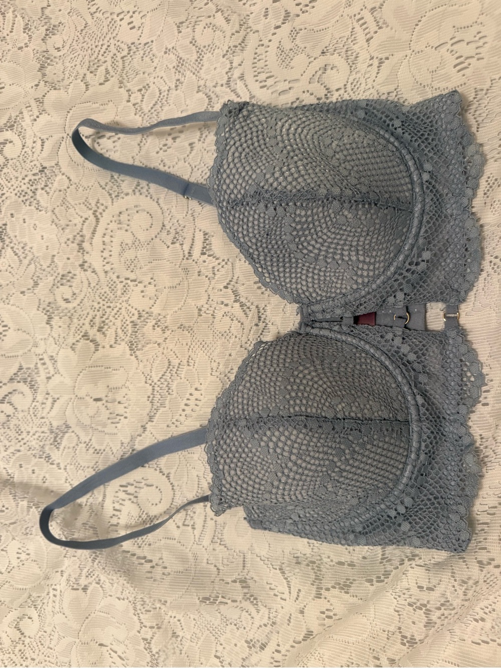 Adore Me Dusty Blue Crochet Lace Underwire Bra
